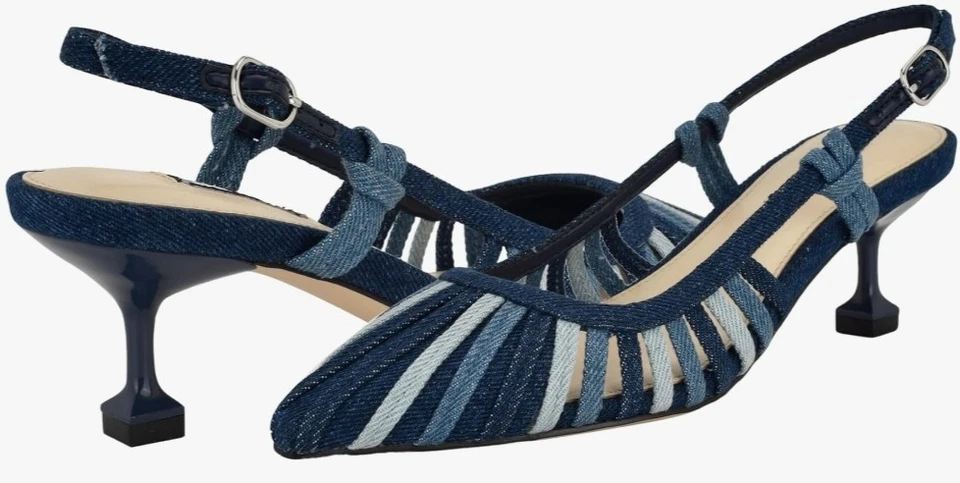 Nine West Mujer Whitt Pump Azul Oscuro Denim Talla 400 6 NUEVO Foto 1 de 4