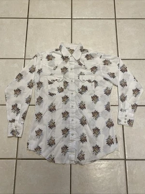 VTG 70’s Dee Cee Shirt Men’s Floral Pearl Snap Western LONG Sleeve 16-34 XL - Image 1 of 4