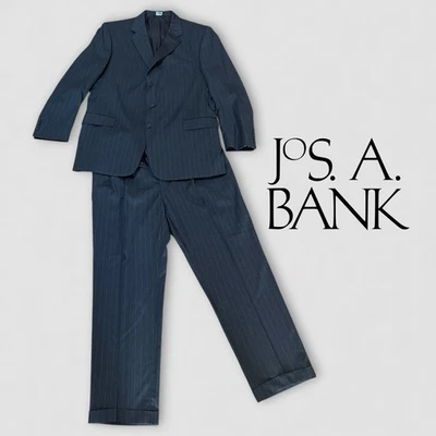 Traje Jos A Bank Mitchell gris carbón a rayas 100 % lana J: 48”, P: 40x32” Foto 1 de 4