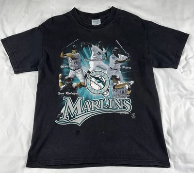 Vintage 2003 Florida Marlins MLB Shirt Ivan Rodriguez, Jeff Conine, Mike Lowell - Image 1 of 4