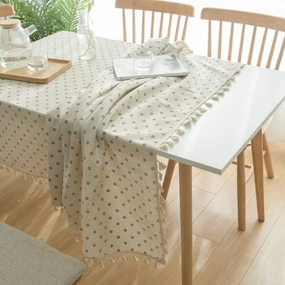 Daisy Print Tablecloth Polyester Cotton Tablecloth Cozy Atmosphere Decor - Image 1 of 4