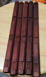 5 Vtg Lincoln Log Dark Color 4 Notch Half Round Flat 10.5" Wood Replacement Part - Picture 1 of 2