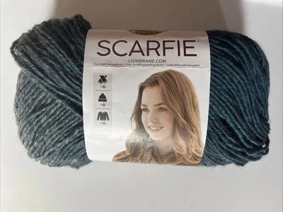 1 SCARFIE in TEAL SILVER by Lion Brand Yarn 312yds 5.3oz Acrylic Wool Blend - Image 1 of 4