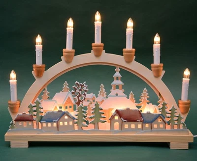 Schwibbogen Lichterbogen Leuchter Winterdorf 45 cm Weihnachten Advent Geschenk - Bild 1 von 3