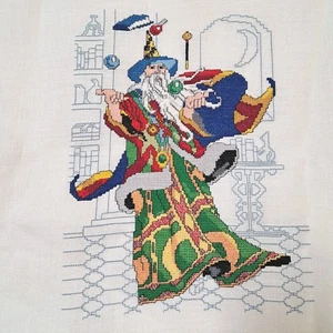 Wizard Magical Counted Cross Stitch Finished Piece Ready To Frame Marlin Wisdom - Picture 1 of 10