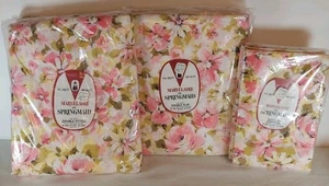 Springmaid Marvelaire Sheet Set Moon Flower Pink Floral Flat Fitted Pillow VTG - Picture 1 of 11