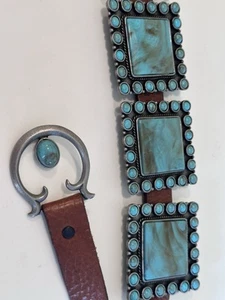 Double D Ranch Southwestern Western Turquoise Cluster Concho Belt Size L 34” - Picture 1 of 20