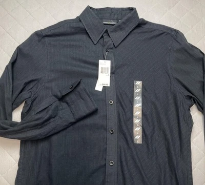 Camisa DKNY Jeans Para Hombre Grande Negra Calce Ajustado Manga Larga Abotonada 100% Algodón Nueva Foto 1 de 4