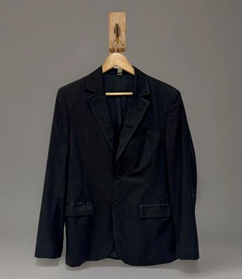 Vintage MIU MIU Men's Black Cotton Slim Fit Taped Edge Blazer Coat Jacket M 48 — 第 1/4 张图片