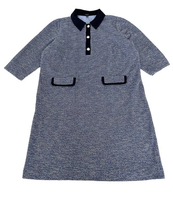 Vestido Vaina Talbots Tweed Contraste Talla 1X Azul Manga 3/4 Foto 1 de 4