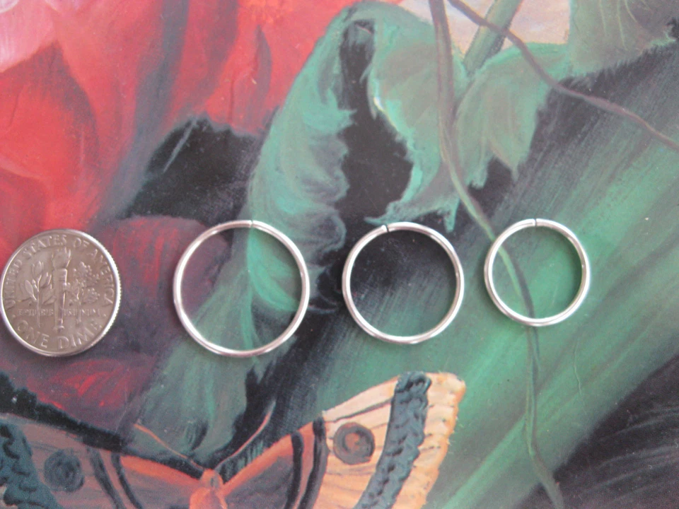  3 Silver Rings Small Medium & Large 18g  14 16 & 18mm  Infinity Rings Nose Ring - Image 1 of 1