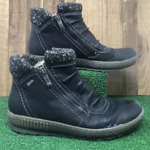 SPRING STEP Women's Size EU 42 Black Leather Gaspare Ruched Ankle Bootie - Picture 1 of 12