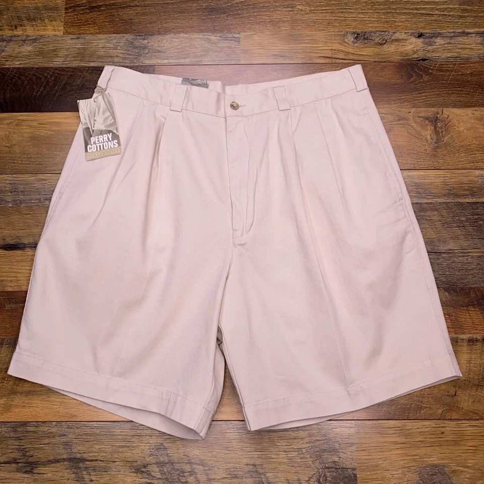 Pantalones Cortos Perry Ellis De Colección Para Hombres 36 Beige Perry Algodón Nuevos Foto 1 de 4