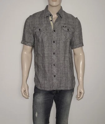NEW CAVI Shirt in Black/White Size Medium 100% LINEN Button-Down Short Sleeve - Image 1 of 4