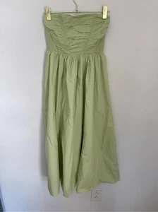 Abito midi AMERICAN EAGLE senza spalline in popeline increspato taglia small nuovo con etichetta - Foto 1 di 9