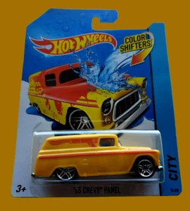 Hot Wheels '55 2013 panel Chevy cambiadores de color entrega rápida amarillo 1:64 14/48 - Imagen 1 de 12