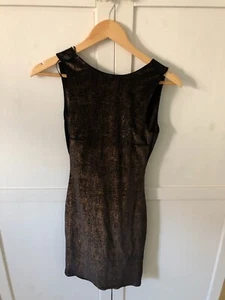 Miss Selfridge Velvet Black/Gold Low Back Dress - Worn Once - Size 8 - Picture 1 of 3