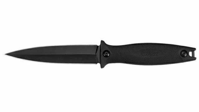 Kershaw Secret Agent, Dagger Point, Plain Edge 4.4" Fixed Blade, Black - 4007