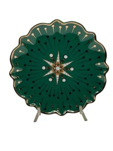 Catherine Martin Starry Night Anthropologie Dessert Plate 8" Green Gold Art Deco - Picture 1 of 11