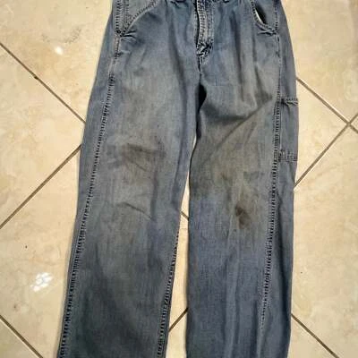 Pantalones de mezclilla holgados vintage cinchback Y2K años 2000 Wrangler azul W 32 L 30 cargo cremallera  Foto 1 de 4