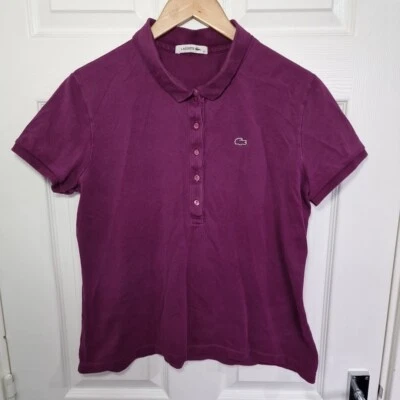Lacoste Polo Shirt Large Purple Womens Cotton Blend Size 46 - Image 1 of 4
