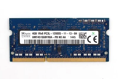 Memoria para computadora portátil SK Hynix 4 GB 1RX8 PC3L-12800S-11-13-B4 HMT451S6BFR8A-PB probada Foto 1 de 3