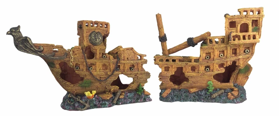 AQUA ONE Super großes versunkenes Schiffswrack 100x15x38 Aquarium Ornament Dekoration 36890