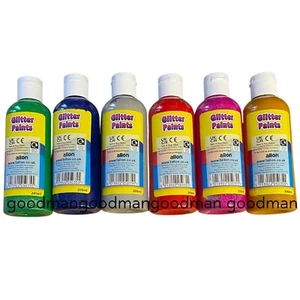 Botellas de pinturas para niños mezcladas no tóxicas listas para niños con brillo 6 X 200 ml - Imagen 1 de 7