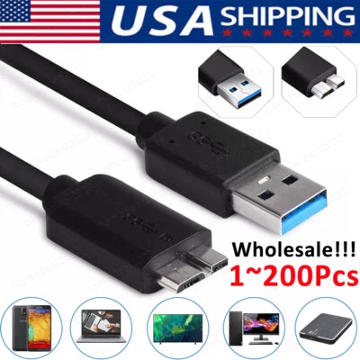Micro Usb 3.0 To Micro B Male Cable High Speed for External Hard Drive Disk LOT - Image 1 of 4