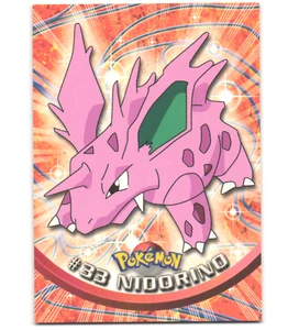 Pokemon 1999 Light Play Topps Series 1 3rd Print Green Logo Nidorino 33 - Picture 1 of 2
