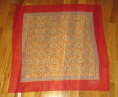 Bufanda transparente Cacharel rojo azul naranja mezcla de seda geométrica 25" Japón Foto 1 de 4