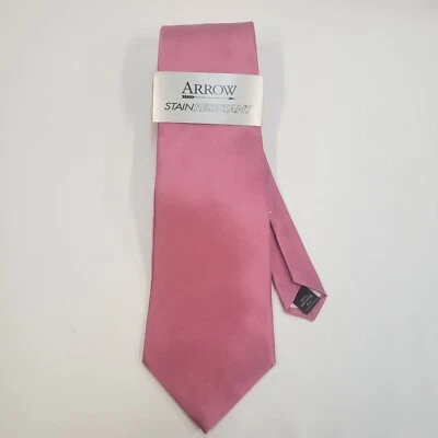 Corbata de cuello 100 % seda rosa resistente a las manchas con flecha nueva con etiquetas Foto 1 de 4