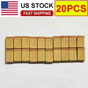 Tantalum Capacitor 477J 6.3V 470uF Type D SMD 7343 10% Mount Surface 20PC - Picture 1 of 8