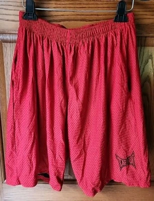 Pantalones Cortos de Gimnasio TAPOUT UFC MMA Malla Para Hombres Talla Mediana Rojo y Negro Cintura Elástica Foto 1 de 4