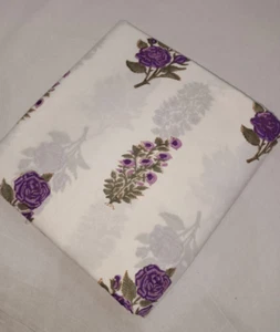 10 Yard Hand Block Floral Printed Cotton Fabric Running Dressmaking Craft Voile - Picture 1 of 7