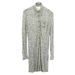 ANNA SUI Made in USA Long sleeve Shirt dress 4 Beige x gray Women - Picture 1 of 9