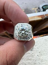 Moissanite Gemstone 18k White Gold Ring For Men's #3114