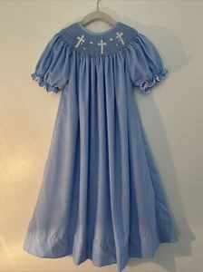 Jetterbugs Girls 6 Long Blue Dress Christian Cross Monogrammed - Picture 1 of 3