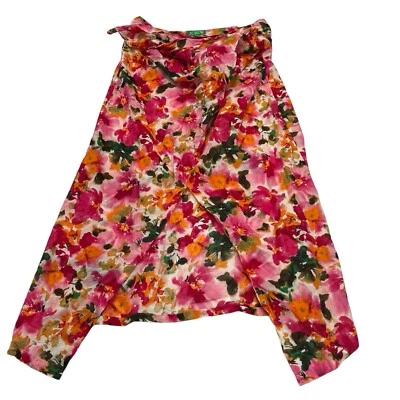Saia J Crew Feminina Voile Sarong s M Colorida Floral Assimétrica Cobertura Resort - Imagem 1 de 4