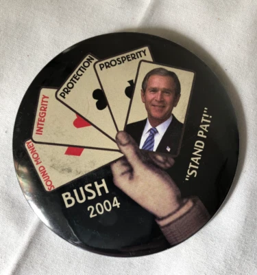 Prendedor de campaña de reelección de George W. Bush 2004 botón Pinback 3" "Stand Pat" Foto 1 de 2