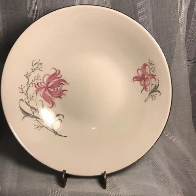 Homer Laughlin London Rhythm VTG LG Bowl 1950’s Pink Silver Serving  Salad MCM - Изображение 1 из 4