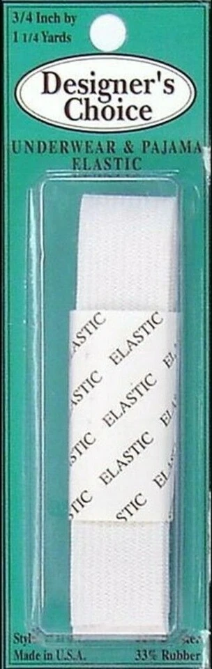 Designer's Choice ~ (CJ139) - 3/4" Ropa interior y pijama elástico - Blanco, 1,25 yardas Foto 1 de 1