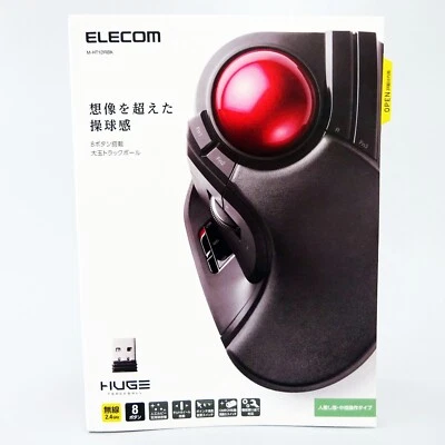 ELECOM Trackball Mouse M-HT1DRBK Wireless Large Tapper Japan NEW - Image 1 of 4