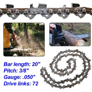 20 Inch Chainsaw Chain 72DL 3/8" Blade Gauge 0.050" Saw Chains Replacement Metal - Picture 1 of 24