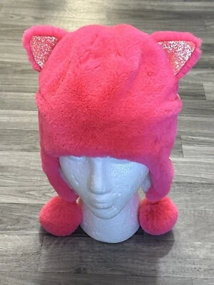 Gorro de piel sintética The Children's Place sombrero de invierno niña pompón rosa neón S/M 4-7  Foto 1 de 4