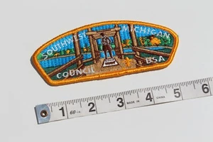 Vintage Boy Scouts Southwest Michigan Council BSA Lake Blue Gold Patch   - Picture 1 of 2