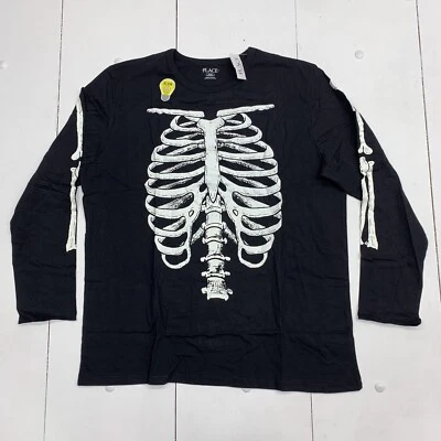 Camisa de manga larga The Childrens Place negra esqueleto para hombre talla XL Foto 1 de 4