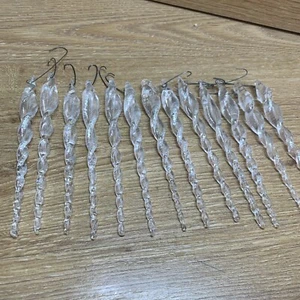 Vintage Blown Glass 6 In Icicle Ornaments Lot of 13 - Picture 1 of 6