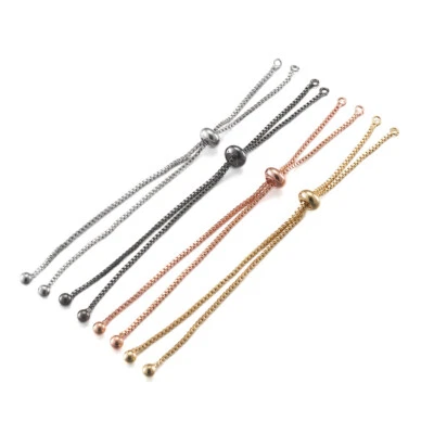 Pulsera de cadena de caja de latón de 10 hebras base en blanco con cierre de cuentas deslizables sin níquel 5" Foto 1 de 4