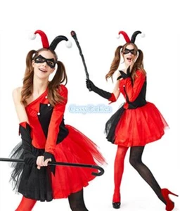 F4 Womens Harley Quinn Tutu Dress Batman Dark Knight Halloween Costume - Picture 1 of 5